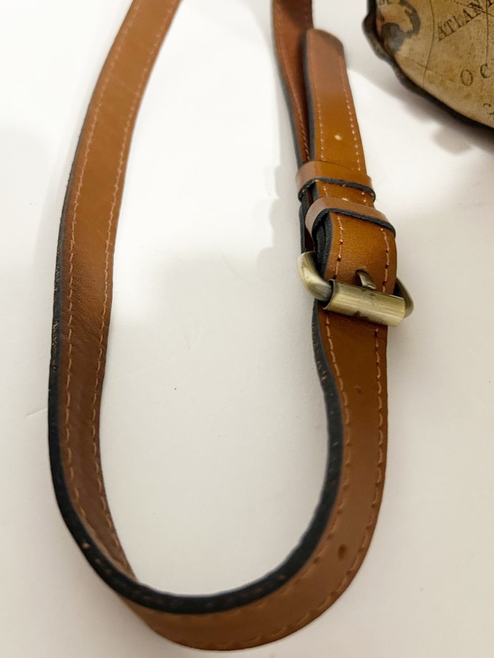 Patricia Nash Lucia European Map Crossbody Bag Tan Full-Grain Leather Vintage - Picture 9 of 16